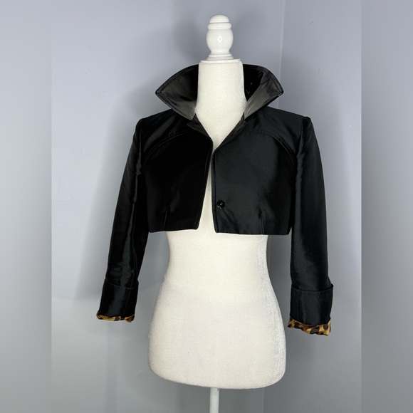 Dolce & Gabbana Black Jacket with Leopard Print Accents - Picture 2 of 14